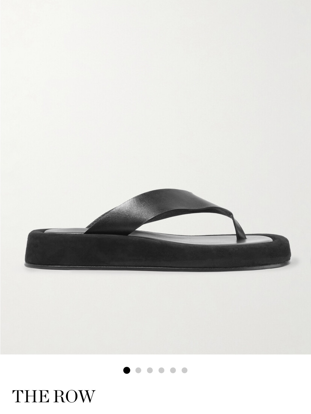 The Row Black Leather Platform Thong Sandal